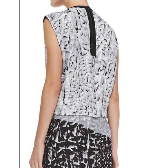 Helmut Lang Annex Printed Pleated Silk Mini Dress Black/Gray Size 6 - Picture 2 of 8